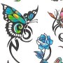 Tetování s motivem růže a motýlů